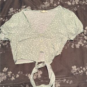 PacSun La Hearts Green Tie-Front Blouse Size Small